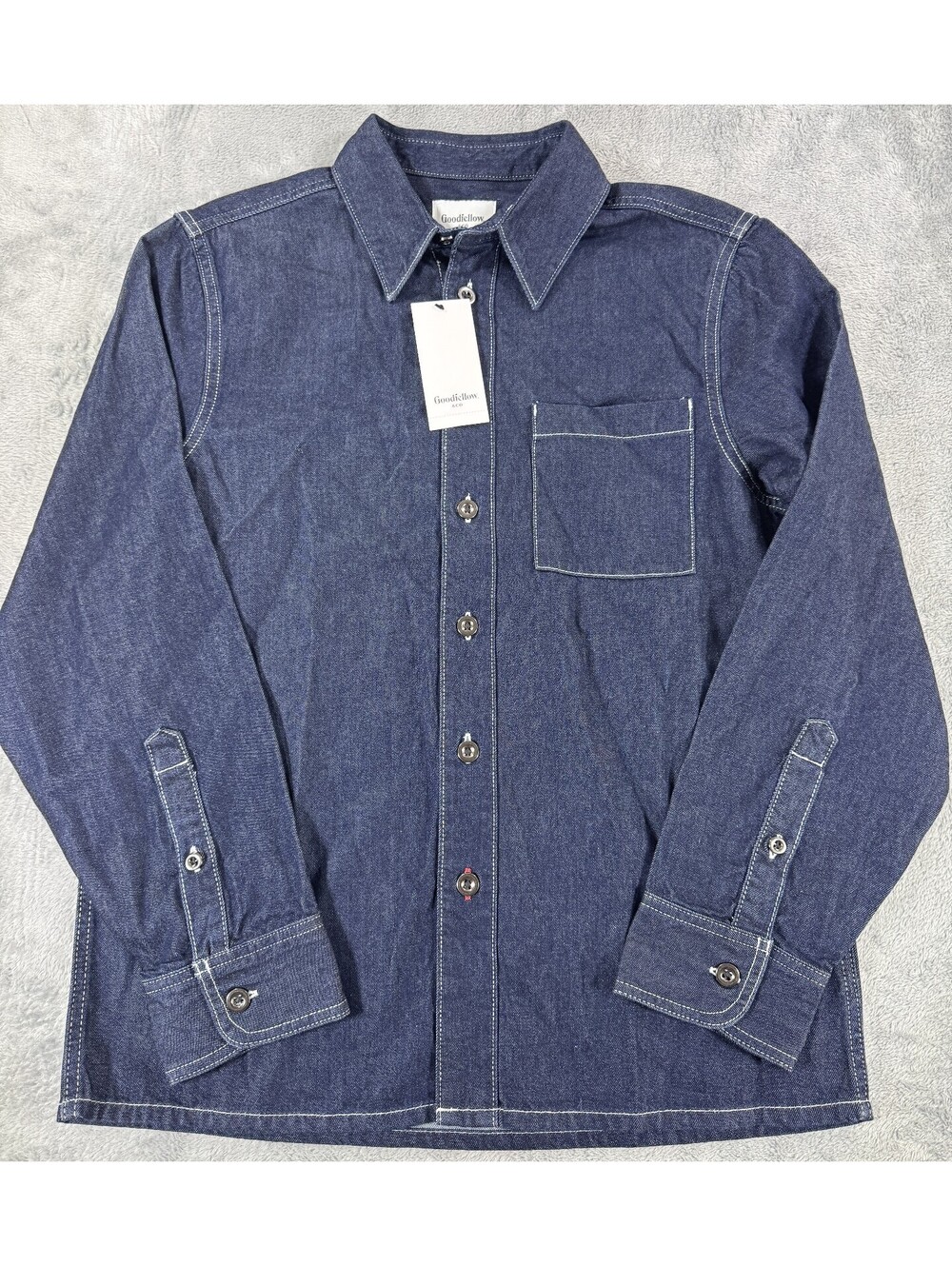 Goodfellow & Co. Men's Small Dark Blue Wash Denim Overshirt Button Down Shirt